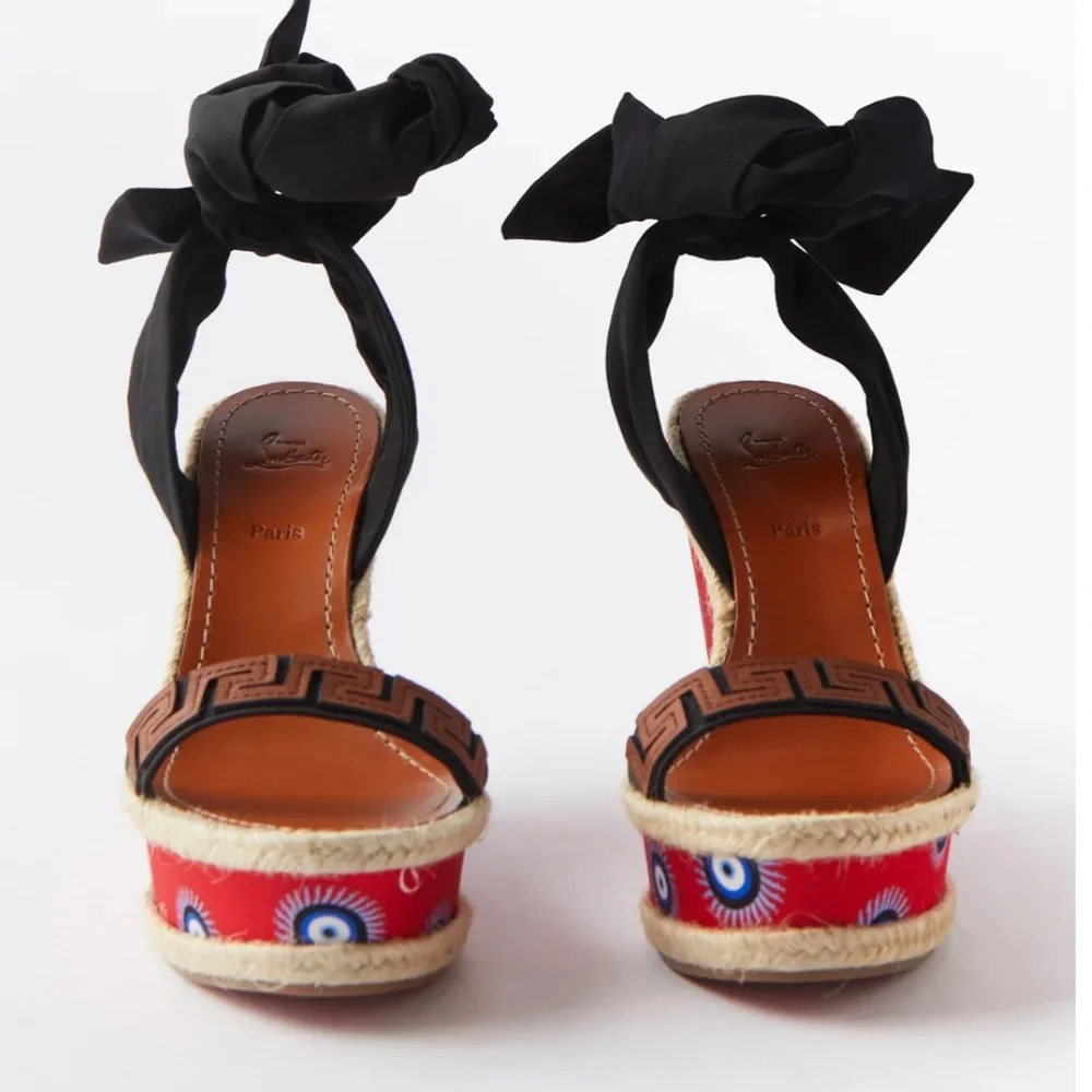 Christian Louboutin Athina Des Cyclades Evil Eye 120 Wedge Sandals BNIB 39 (9) - Picture 6 of 14